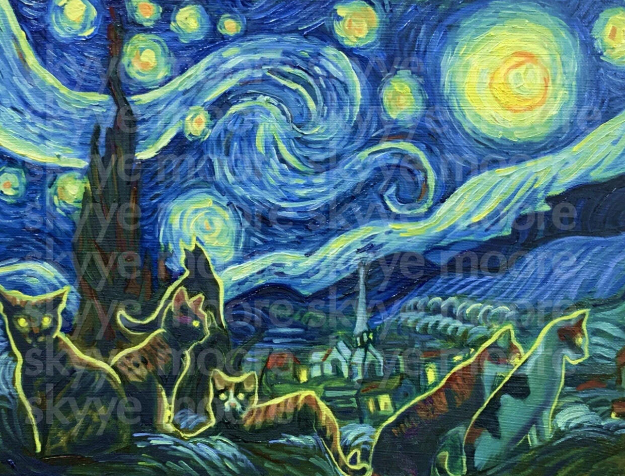 Cats’ Starry Night $2700.00 for sale